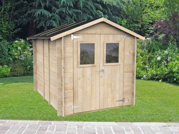 Alce Hobby 198x248 - Abri de jardin en bois - Avec fenêtres et porte à double battant - 198x248x215 cm