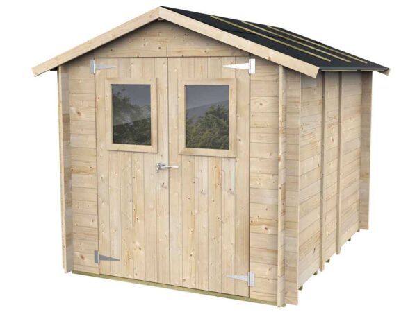 Alce Hobby 198x248 - Abri de jardin en bois - Avec fenêtres et porte à double battant - 198x248x215 cm