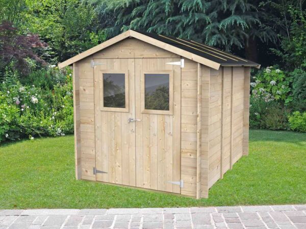 Alce Hobby 198x248 - Abri de jardin en bois - Avec fenêtres et porte à double battant - 198x248x215 cm