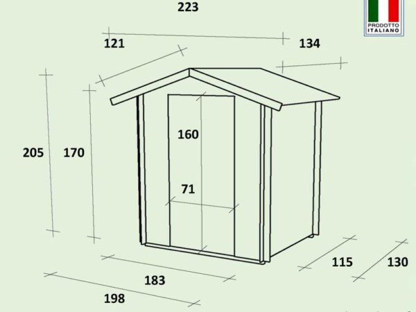 Alce Livia 198x130 - Abri de jardin en bois - Avec fenêtre frontale - 198x130x205 cm