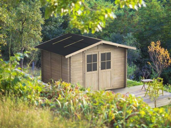 Alce Opera 215x180 - Abri de jardin à bois - Avec fenêtres et porte à double battant - 215x180x207 cm