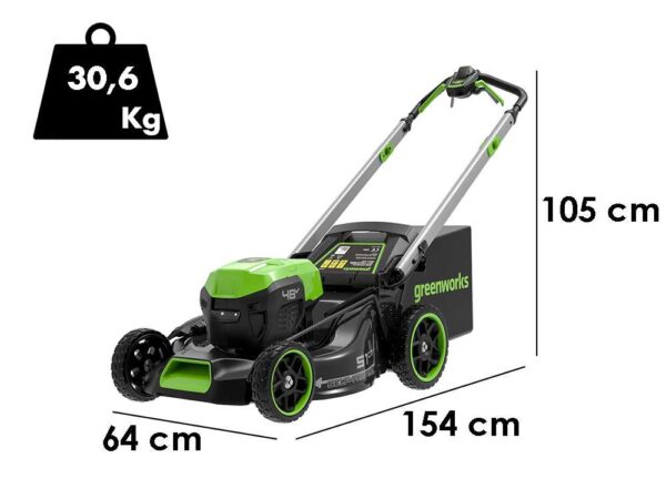 Greenworks GD48LM51SPIIK5 - Tondeuse à gazon automotrice à batterie - 48V/5Ah - Coupe 51 cm