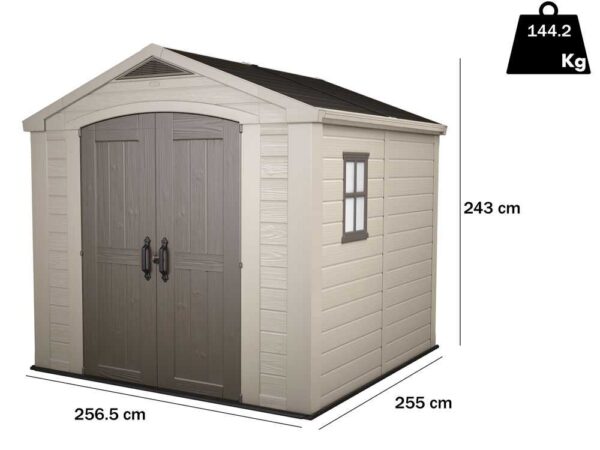 Keter Factor beige - Abri de jardin - Avec fenêtre latérale - 256.5x255x243 cm