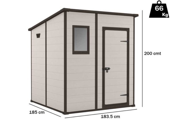 Keter Manor Pent - Abri de jardin - Avec fenêtre frontale - 183.5x185x200 cm