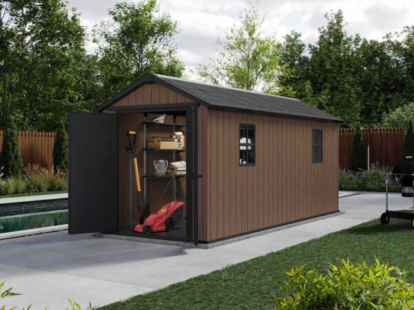 Keter Newton plus 7515/1575 - Abri de jardin - Avec porte à double battant et fenêtres - 230 x 476 x 246 cm