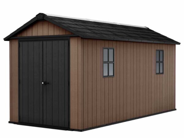 Keter Newton plus 7515/1575 - Abri de jardin - Avec porte à double battant et fenêtres - 230 x 476 x 246 cm