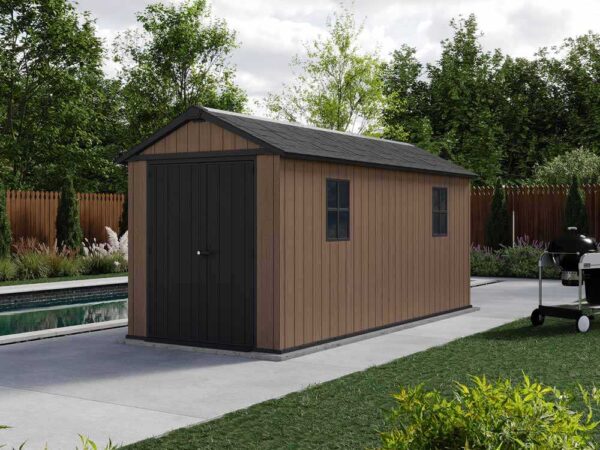 Keter Newton plus 7515/1575 - Abri de jardin - Avec porte à double battant et fenêtres - 230 x 476 x 246 cm