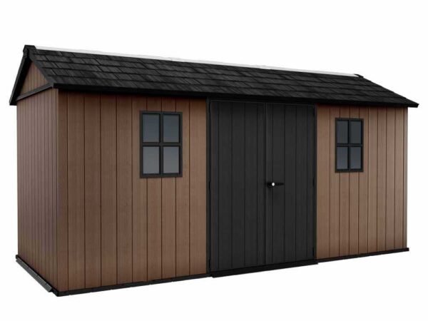 Keter Newton plus 7515/1575 - Abri de jardin - Avec porte à double battant et fenêtres - 230 x 476 x 246 cm
