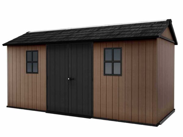 Keter Newton plus 7515/1575 - Abri de jardin - Avec porte à double battant et fenêtres - 230 x 476 x 246 cm
