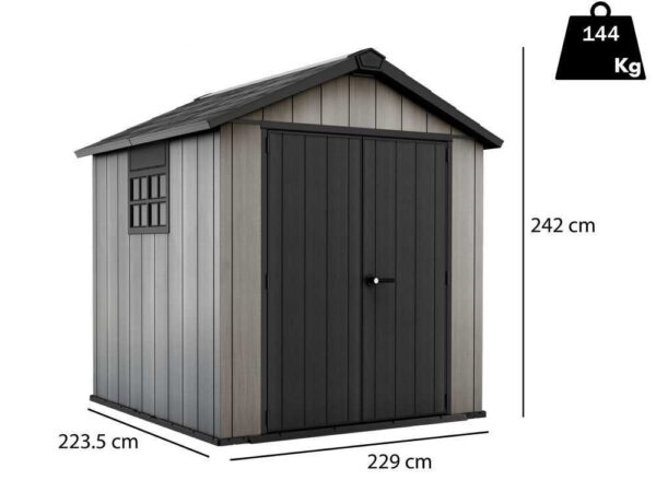 Keter Oakland 757 - Abri de jardin - Avec porte à double battant et fenêtre -229x223.5x242 cm