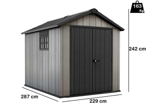 Keter Oakland 759 - Abri de jardin - Avec porte double battant et fenêtre - 229x287x242 cm
