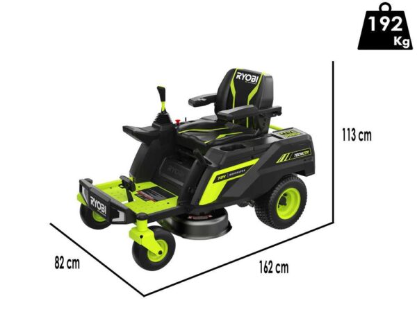 Ryobi ZTRX76 - Tondeuse autoportée à batterie et rayon de braquage zéro - 72V/20 Ah coupe de 76 cm - 2en1