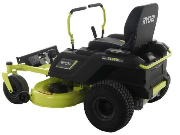 Tondeuse autoportée Ryobi ZTR480ex à rayon de braquage zéro - Moteur électrique sur batterie 48V/100Ah - coupe de 107cm - 2en1
