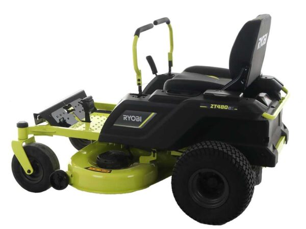 Tondeuse autoportée Ryobi ZTR480ex à rayon de braquage zéro - Moteur électrique sur batterie 48V/100Ah - coupe de 107cm - 2en1
