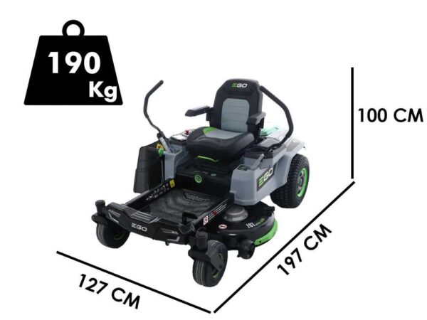 Tracteur tondeuse à batterie EGO ZT4201E-L Z6 - 56V - 40Ah - Zéro rayon de braquage