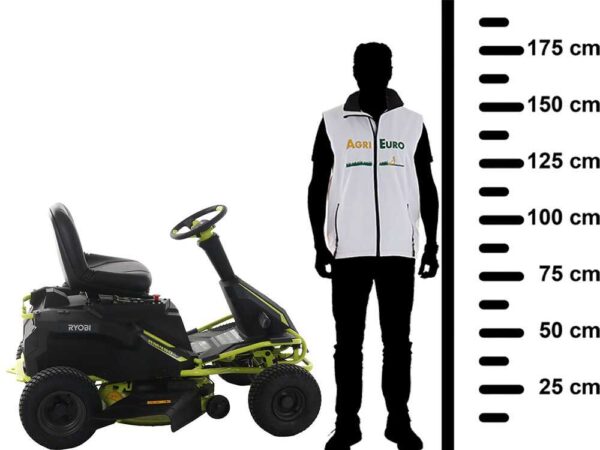 Tracteur tondeuse à batterie Ryobi RM480E - Coupe mulching - Éjection latérale - 4 x 12V au plomb liquide