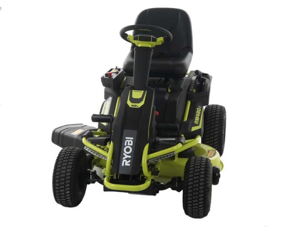 Tracteur tondeuse à batterie Ryobi RM480E - Coupe mulching - Éjection latérale - 4 x 12V au plomb liquide